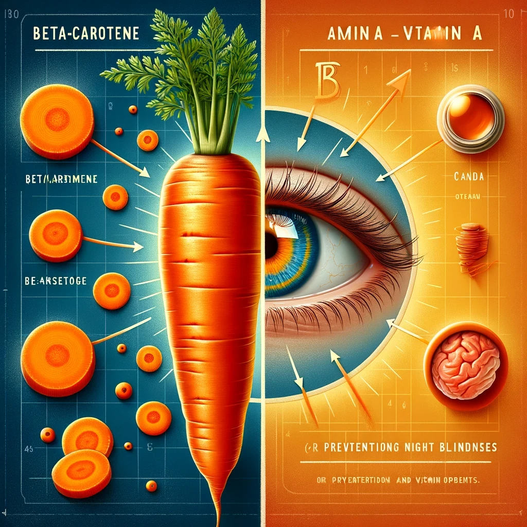 Vysoký obsah beta-karoténu, ktorý sa v tele mení na vitamín A, je nevyhnutný pre zdravý zrak. Nedostatok vitamínu A môže viesť k nočnej slepote a iným zrakovým problémom.