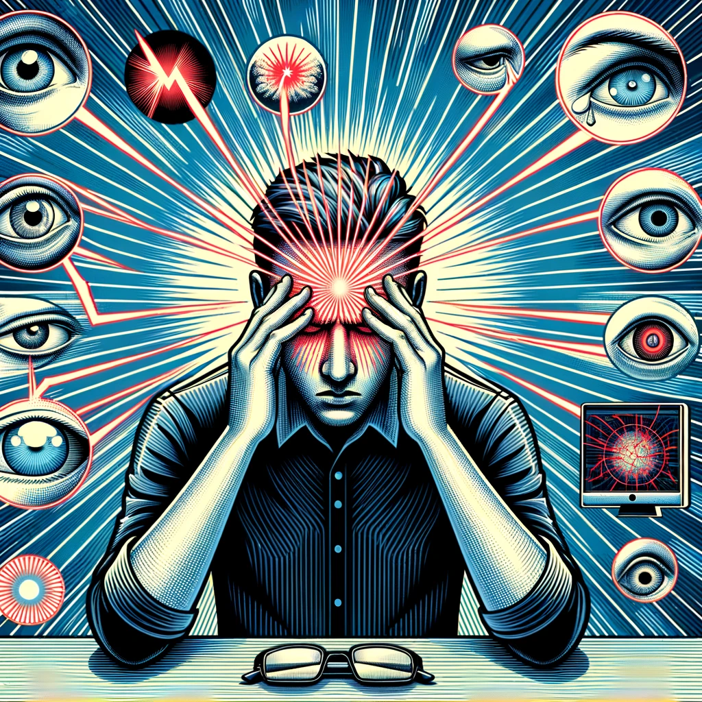 Nadmerná námaha očí môže spôsobiť bolesti hlavy, najmä po dlhom období zameriavania sa na blízke objekty.
